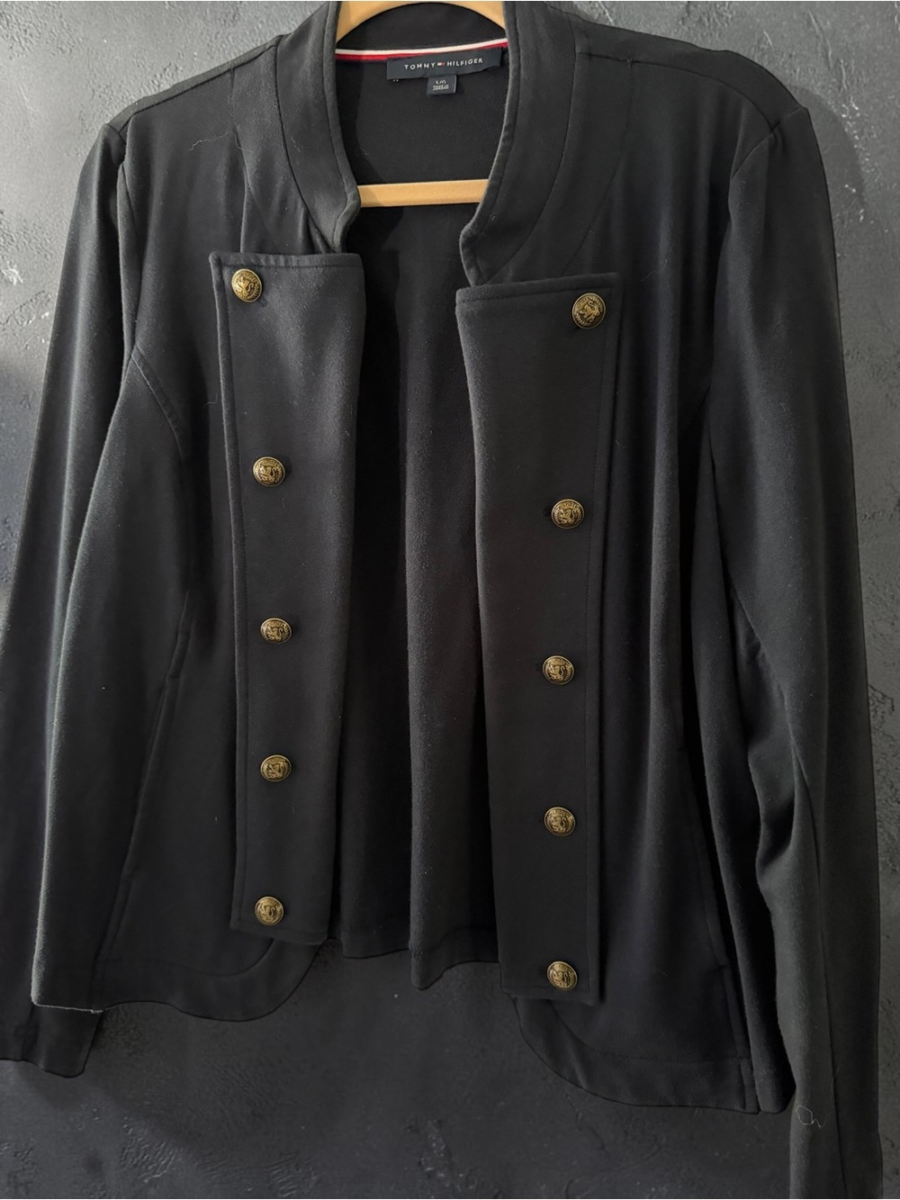 Tommy Hilfiger Navy Military Style Cardigan Women’s LG Gold Button Blazer